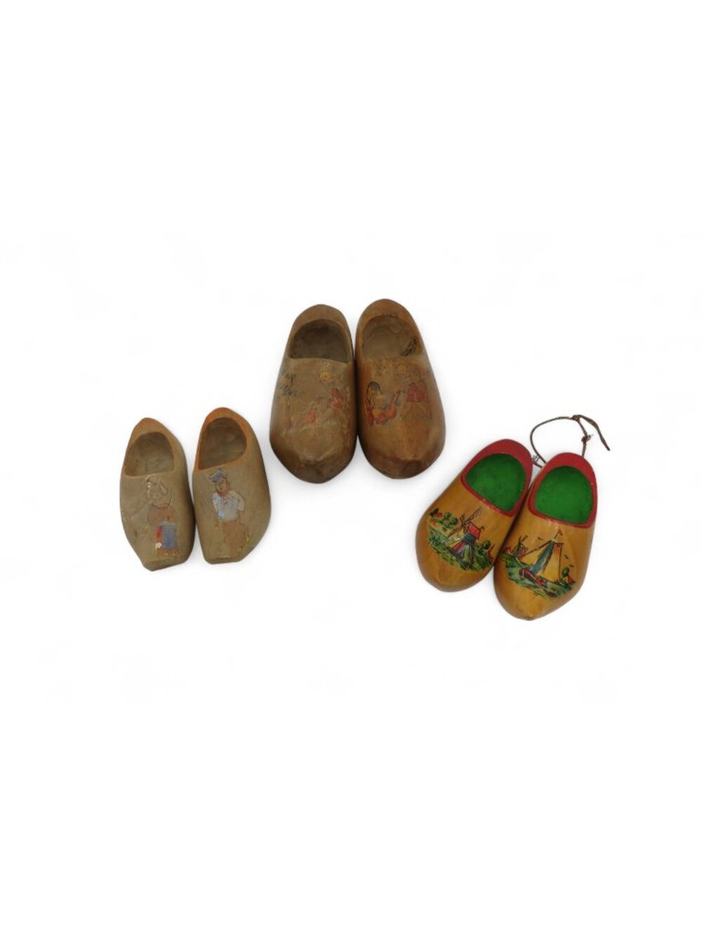 Dutch Miniature Clogs Wooden Hand-Painted 3 Sets Holland Vintage